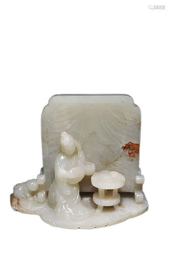 Carved Hetian Jade Figure Story Boulder