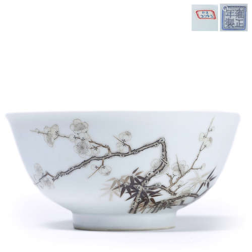 Grisaille Glaze Plum Blossom Bowl