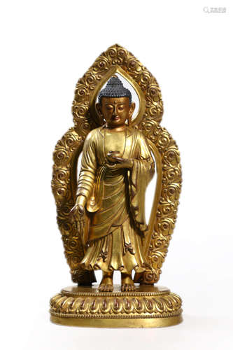 Gilt Bronze Figure Of Shakyamuni