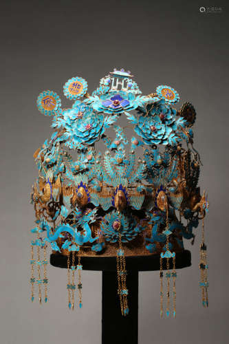 Gilt-Silver Enamel Tian-Tsui Phoenix Crown