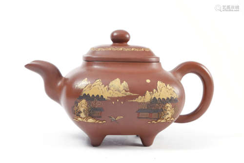 Painted Purple Clay Tea Pot