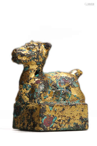 Gilt-Bronze Mythical Beast Seal