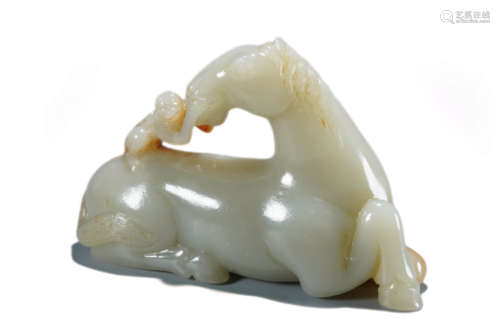 Carved Hetian Jade Horse Ornament