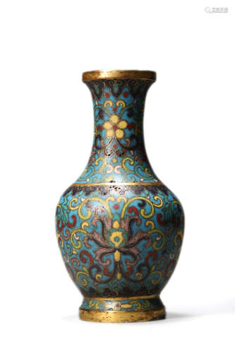 Cloisonne Enamel Floral Bottle Vase