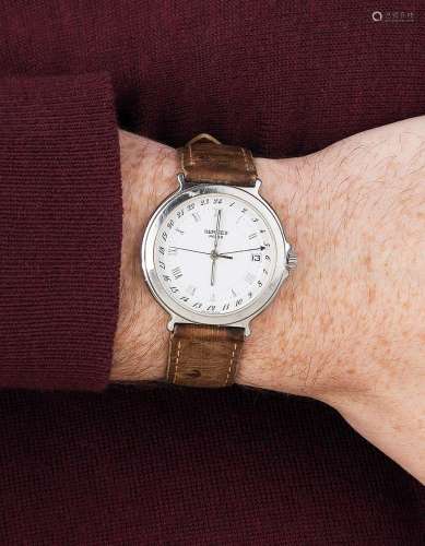 HERMÈS, CARRICK GMT Montre bracelet en acier avec fonction G...
