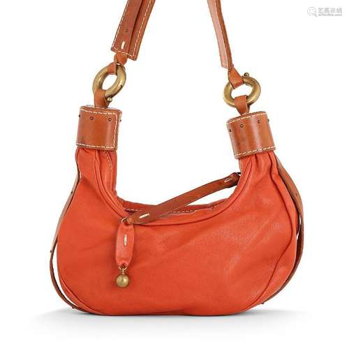 CHLOÉ, Mini sac porté épaule en agneau terracotta et cuir na...