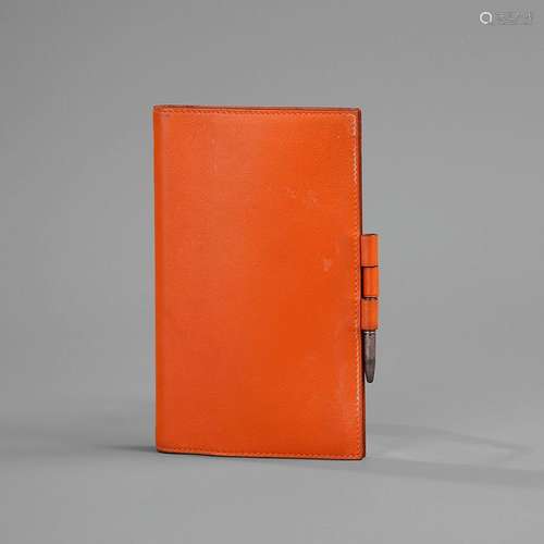 HERMÈS Paris, Porte-agenda en chèvre orange Avec son pochon ...