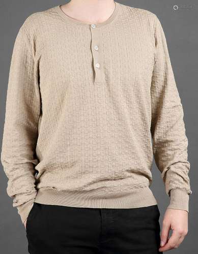 Louis VUITTON, Pull fin beige homme à motifs géométriques Fe...