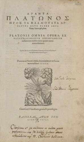 Platon Platonis Omnia opera (graece), ex vetustiss…