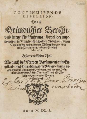 Sammelband zur Französischen Rebellion 1650 und …