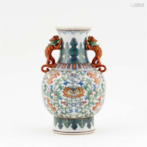 CHINESE FAMILLE ROSE AMPHORA BALUSTER VASE