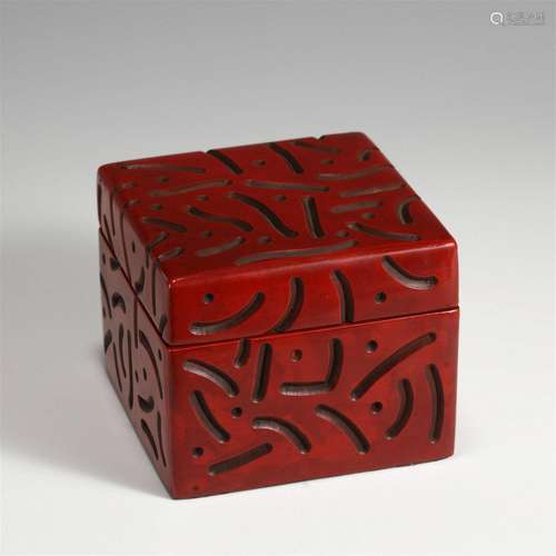 MING RED CINNABAR SQUARE BOX