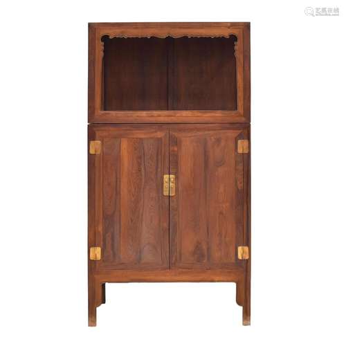 HUANGHUALI DOUBLE DOOR OPEN SHELF CABINET