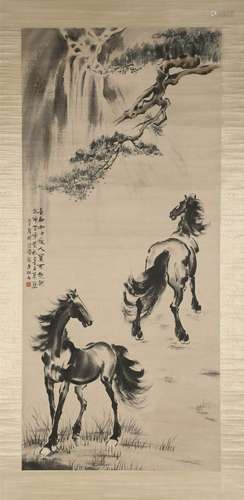 XU BEIHONG DOUBLE STEEDS PAINTING