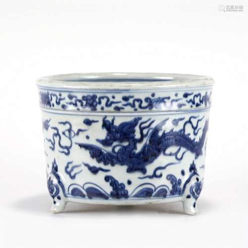 MING BLUE & WHITE INCENSE BURNER