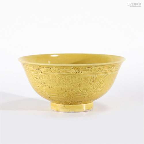 A YELLOW GLAZED BOWL OF YONGZHENG PERIOD