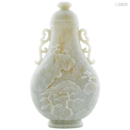 LANDSCAPE RELIEFS MOTIF JADE VASE