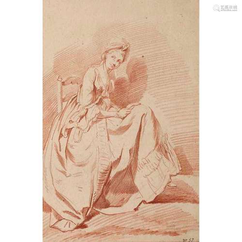 LOUIS-ROLAND TRINQUESSE (PARIS 1746-1799) JEUNE FEMME ASSISE...