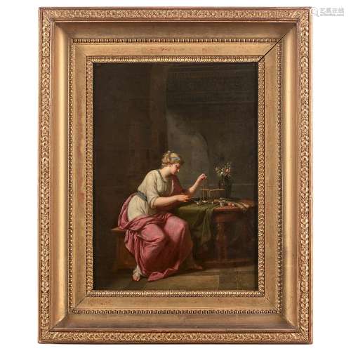 ATTRIBUE A NICOLAS RENE JOLLAIN (1732-1804) JEUNE FEMME NOUR...