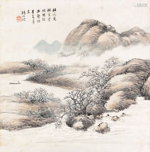 杨伯润  山水 立轴   设色纸本