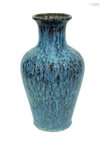 石灣窯 藍釉窯變瓶