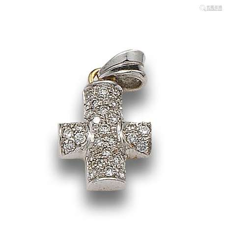 TWO-TONE GOLD CROSS SET WITH DIAMONDS