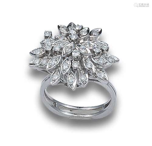 DIAMONDS AND WHITE GOLD FLOWER RING