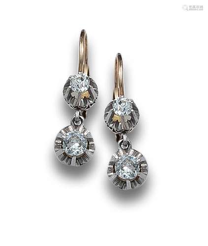 ANTIQUE STYLE GOLD, PLATINUM AND DIAMONDS EARRINGS