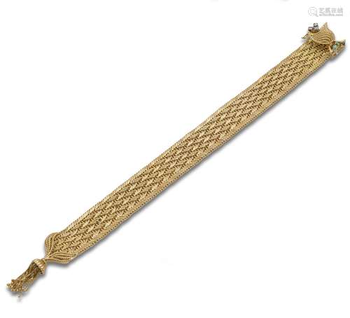 CHEVALIER BRACELET, 1940s, YELLOW GOLD, DIAMONDS