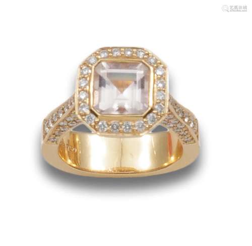 RING IN ROSE GOLD WITH MORGANITE, AMETHYST AND DIAMONDS