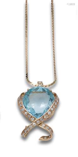 PENDANT IN YELLOW GOLD WITH TOPAZ TRIMMED WITH DIAMONDS AND ...