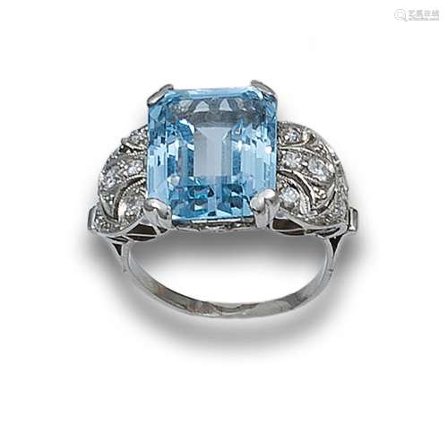 RING, 1930s, SYNTHETIC SPINEL, DIAMONDS AND PLATINUM