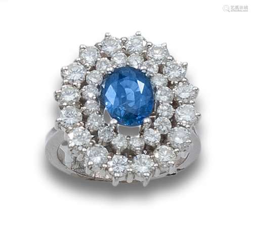 SAPPHIRE RING AND DOUBLE EDGE OF DIAMOND DIAMOND