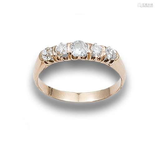 GOLD CINQUILLO RING WITH DIAMONDS