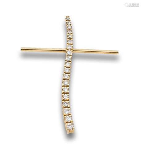 YELLOW GOLD CROSS WITH DIAMONDS