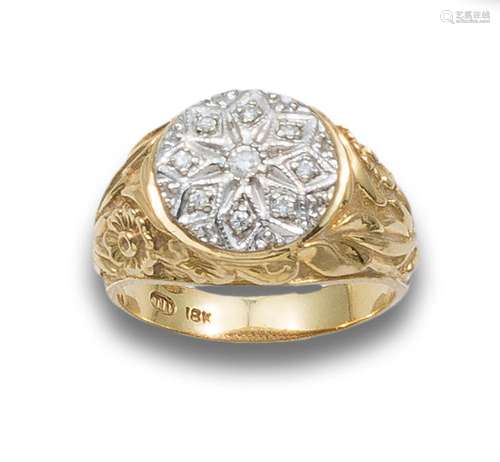 OLD STYLE RING, DIAMONDS AND GOLD