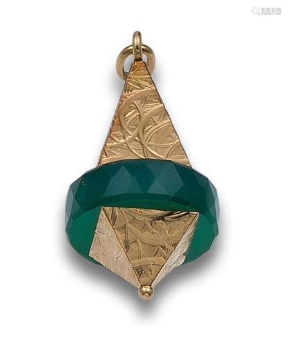 PENDANT, 1970s, IN THE FORM OF A PENDULUM, YELLOW GOLD AND G...