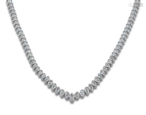 DIAMOND NECKLACE, MARQUISE CUT, SET IN CHATON, IN WHITE GOLD
