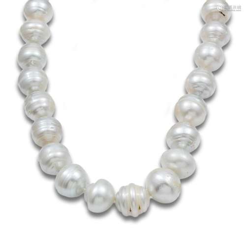 EXTRA LONG BAROQUE PEARLS NECKLACE, WHITE GOLD CLOSURE WITH ...