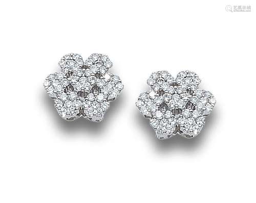 DIAMONDS AND WHITE GOLD FLOWER EARRINGS