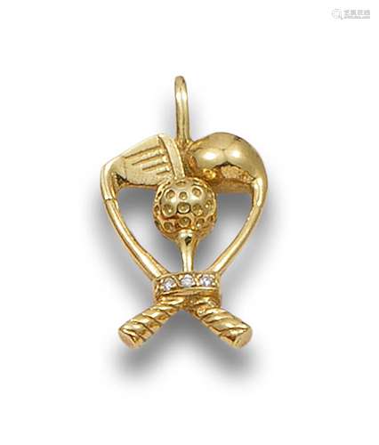 PENDANT IN YELLOW GOLD AND DIAMONDS WITH GOLF MOTIFS