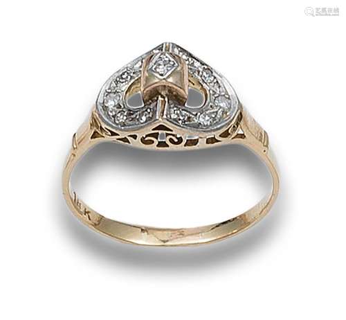ANTIQUE STYLE RING IN GOLD, PLATINUM AND DIAMONDS