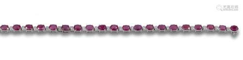 RIVIERE BRACELET IN RUBIES, DIAMONDS AND WHITE GOLD