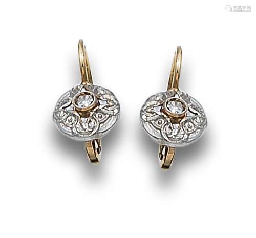 BELLE ÉPOQUE STYLE EARRINGS IN GOLD, PLATINUM AND DIAMONDS