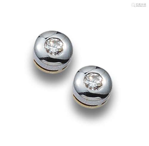 DIAMOND SLEEPING EARRINGS, IN TWO-TONE GOLD