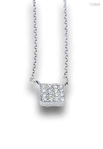 SQUARE DIAMOND PENDANT, IN WHITE GOLD