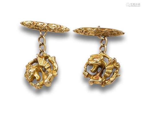 YELLOW GOLD ART NOUVEAU CUFFLINKS