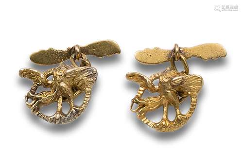 CUFFLINKS, ART NOUVEAU STYLE, GOLD