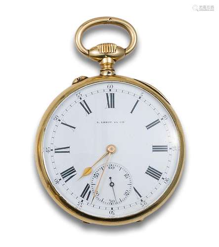 LEPINE L. LEROY ET CIE YELLOW GOLD POCKET WATCH