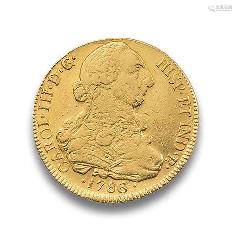 GOLD COIN PELUCONA CARLOS III, 1786